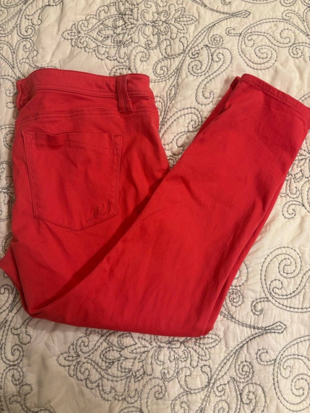 Express Jeans Coral-Red Slim ankle Trousers